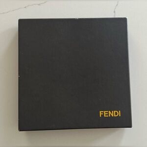 Fendi square neckerchief measures 18 x 18 black and brown in color